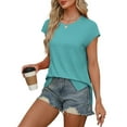 thumbnail image 3 of Jalioing Women's T Shirt Summer Casual Short Sleeve Side Slit Loose Shirts Basic Crew Neck Tees Tops, 3 of 7