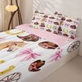 thumbnail image 3 of Erosebridal Western Cowboy Pattern Zipper Full Size Comforter Sets with Fitted Sheet and 2 Pillowcases,Watercolor Bow Print Zipper Bedding Set,Brown Pink,Pink Reversible, 3 of 6