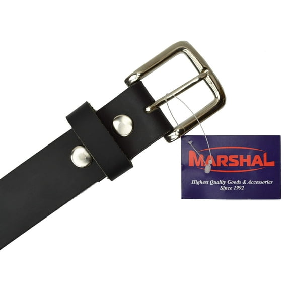 Marshal New Top Grain Genuine Leather Mens Casual Belt with Rounded Silver Buckle