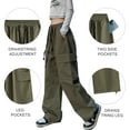 thumbnail image 2 of Women's Pants Gothic Y2k Cargo Baggy Wide Leg Vintage Casual Harajuku Trousers for Girls Streetwear, 2 of 5