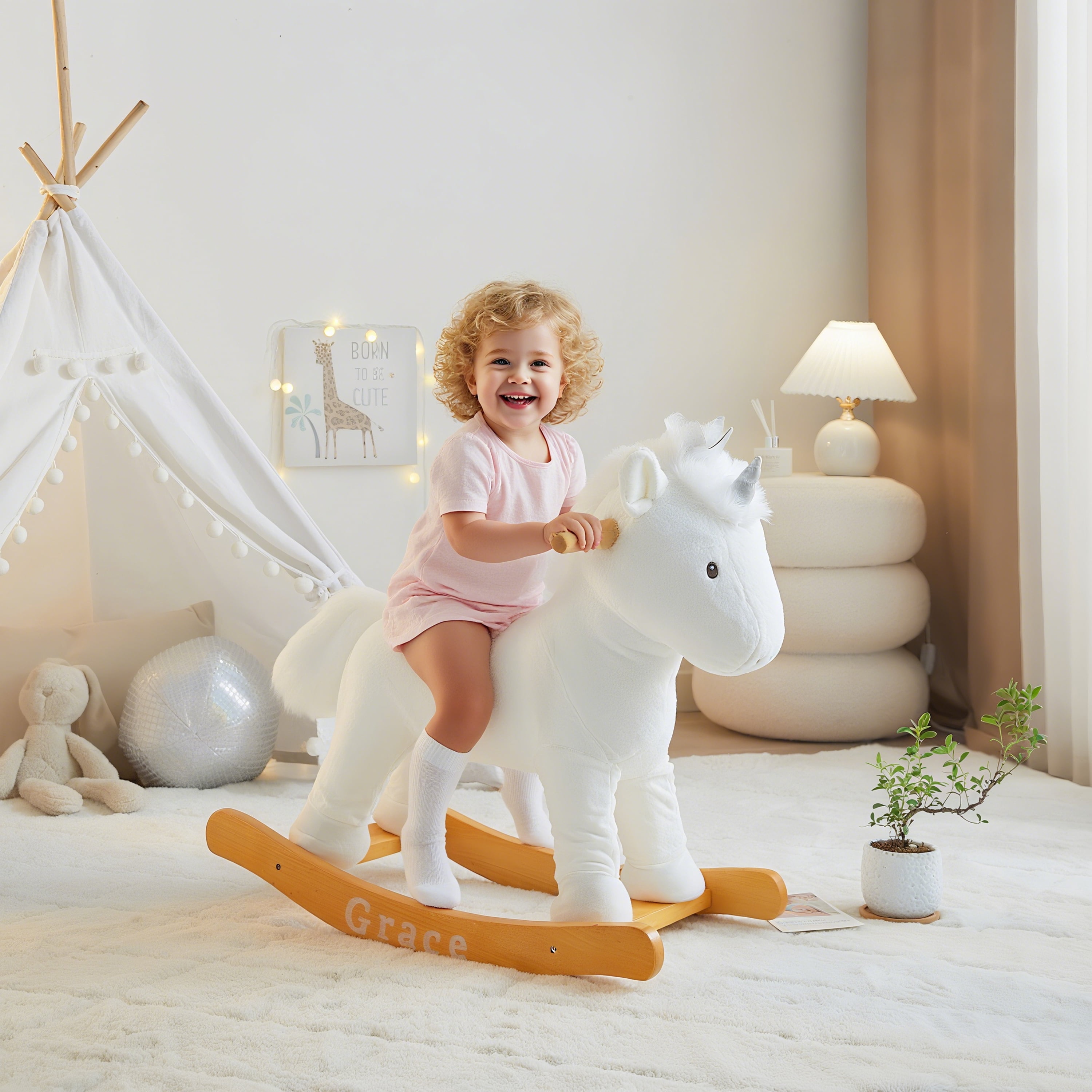 Little Nest Toddler Unicorn Plush Rocker Chair