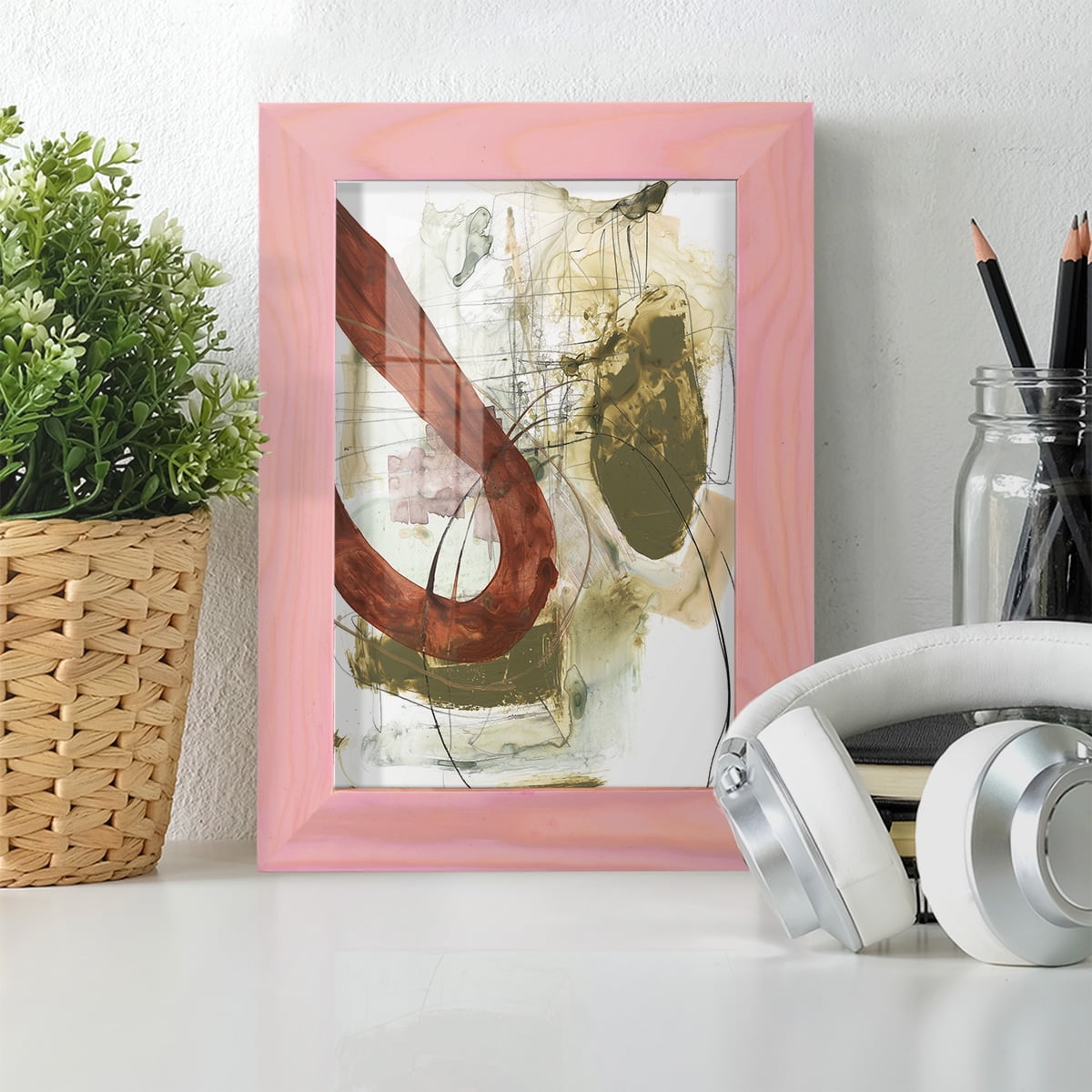 Rusted Loops I - Framed Print w/glass - Sunset Pink