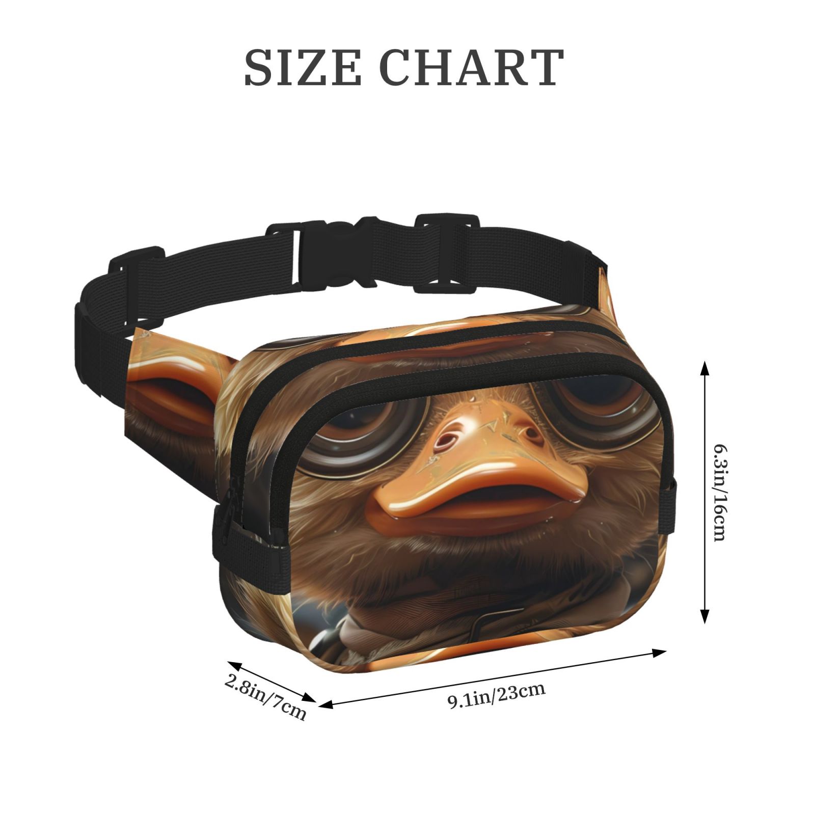 Picia Vintage Gentleman Duck Print Square Double-Layer Waist Bag Mini Adjustable Waist Belt Bag Exercise Running Travel Hiking