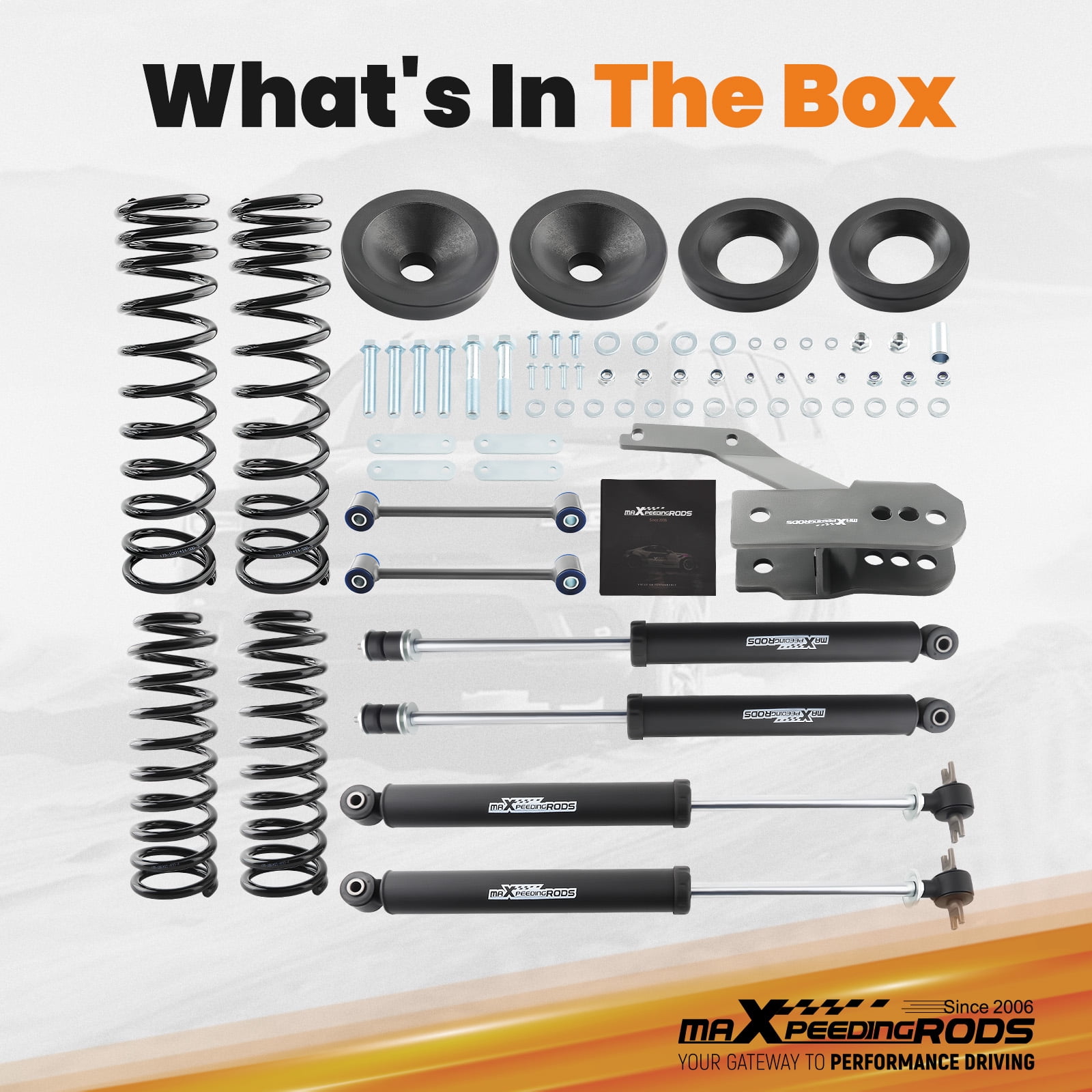 Maxpeedingrods 3.25" Lift Kit For Jeep Wrangler JK 4-Door 2007-2018 Coil Springs Shocks Bracket
