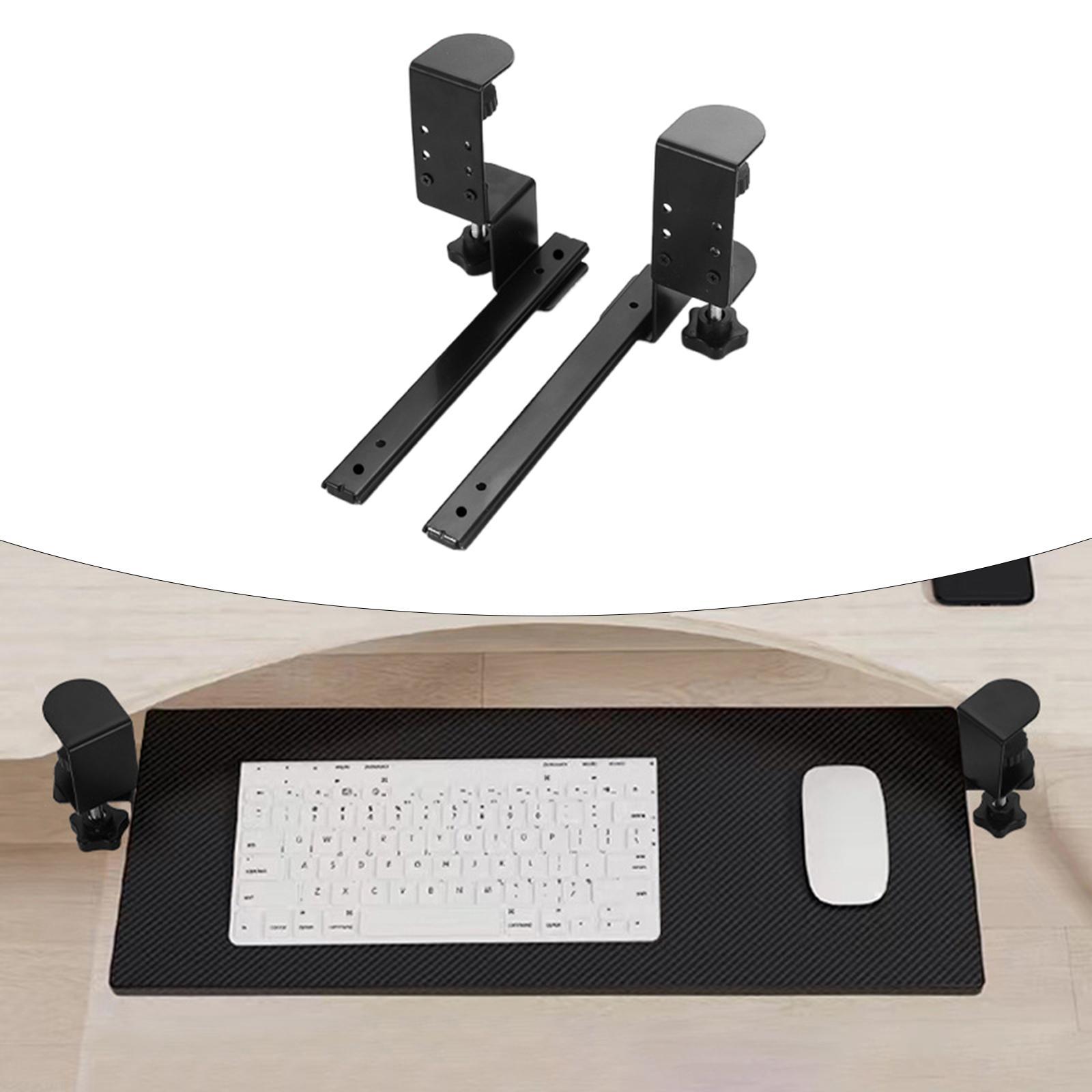 2 Pieces Under Desk Keyboard Tray Keyboard Slide Desk Extender Heavy Duty Steel for Office Computer Workstation