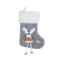 thumbnail image 2 of AuroraX Cute Plush Christmas Stocking with Hanging Legs Knitted Mini Christmas Stockings with Embroidered Santa Reindeer and Snowman 9" Hanging Gift Bag for Girls (Gray), 2 of 6