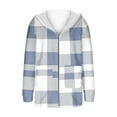 thumbnail image 4 of VBVC No Boundaries Women's Plaid Fleece Lined Coats,Girls Warm Hooded Pockets Cardigan,Open Front Baggy Winter Jackets For Women,Blue,Size XL, 4 of 5