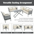 thumbnail image 5 of 5-Piece Modern Patio Sectional Sofa Set Outdoor Woven Rope Furniture Set with Glass Table and Cushions (Beige), 5 of 9