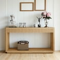 thumbnail image 2 of Hassch Fluted Console Table, 59.8” Modern Wood Sofa Table with 2 Drawers and Bottom Shelf, Entryway Table for Hallway, Foyer, Living Room, Natural, 2 of 8