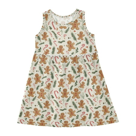 Girls Dress Smile Jbr Sleeveless Dress for Girls Hem A-Line Casual Sundress