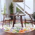 thumbnail image 3 of Pink Orange Flowers Round Area Rug 8Ft Washable Large Circle Rugs for Living Room Dorm, Spring Floral Farmhouse Botanical Non-Slip Carpet Floor Mats Indoor Outdoor Carpet Runner Aesthetic Home Decor, 3 of 8