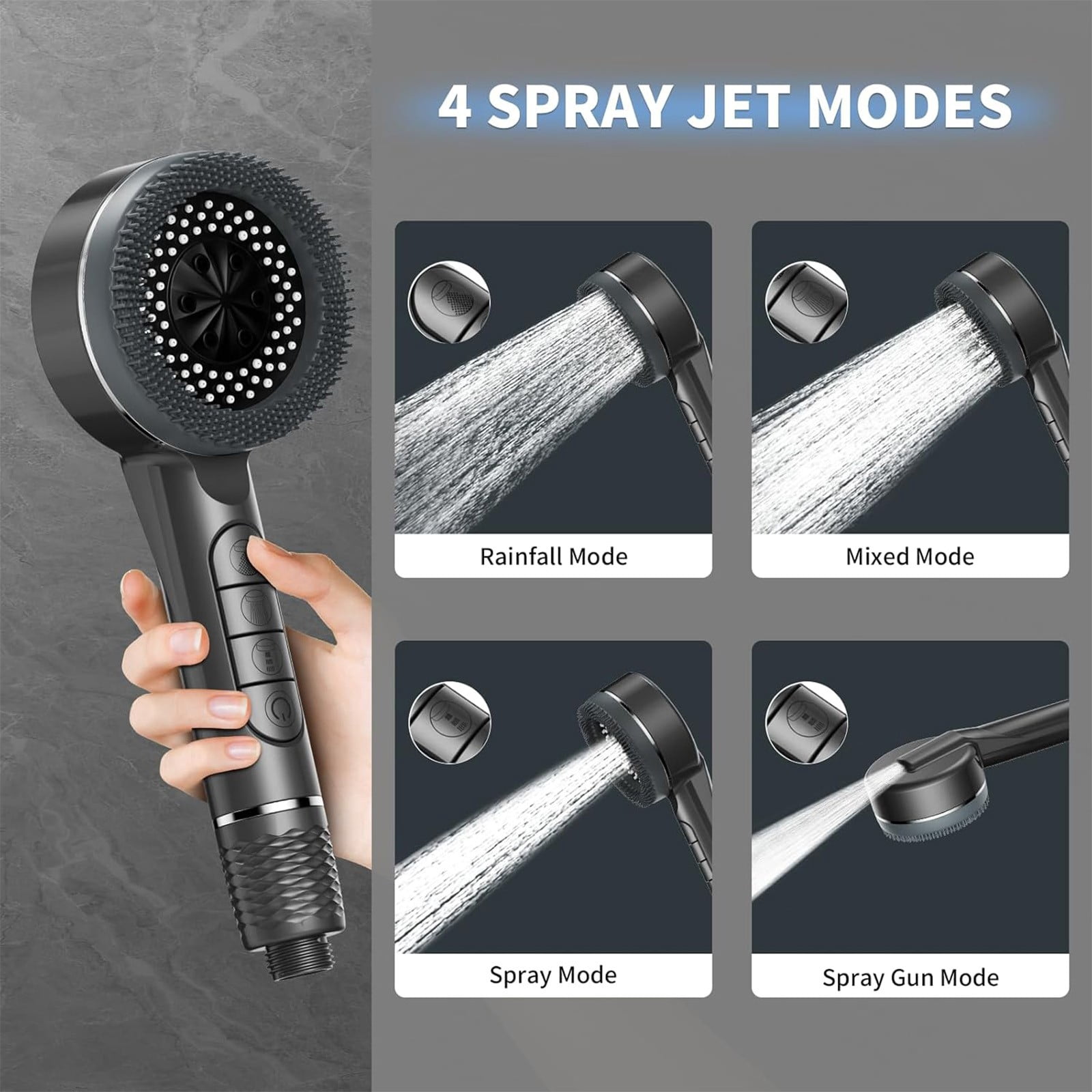 Filtered Shower Head with Handheld - High Pressure 3 Spray Modes Showerhead with Filters,Built-in Hose Connector, Water Saving, for Hard Water RV Home Camper Travel Trailer