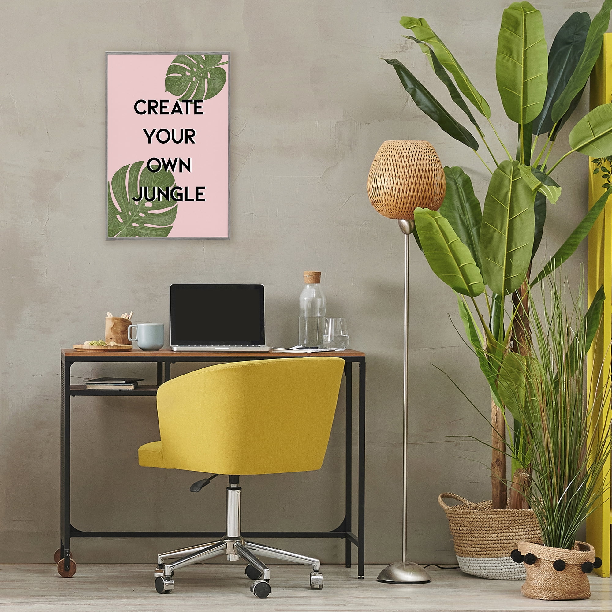 Stupell Industries Create Your Own Jungle Gray Framed Giclee Art, design by Martina Pavlova