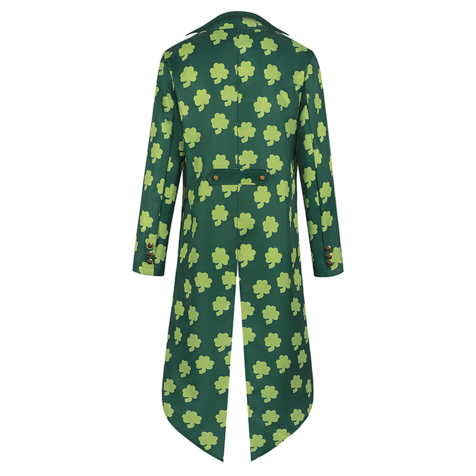 CONZONE St. Patrick Day Mens Elf Dress Up Green Clover Tailcoat And Hat Outfit Funny Party Stage Performance Clothes Set
