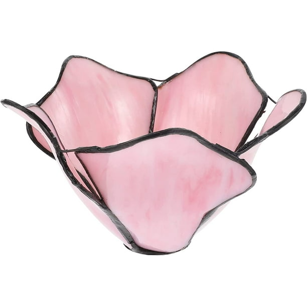 LANGM Pink Glass Lamp Shade Replacement Lamp Shade Flower Shaped