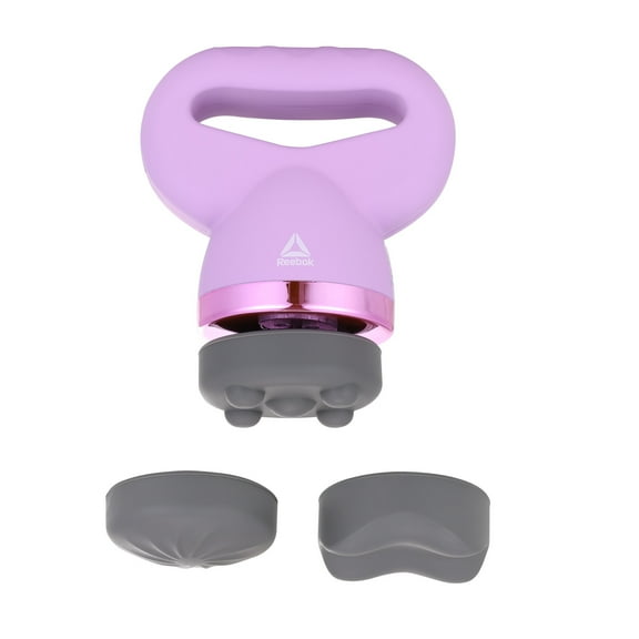 Reebok Deep-Rolling Shiatsu Massager, 4 Intensity Levels, 3 Massage Heads, Comfort Grip, Pink, Relieves Muscle Tension, Promotes Relaxation