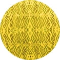 thumbnail image 1 of Ahgly Company Machine Washable Indoor Round Abstract Yellow Modern Area Rugs, 4' Round, 1 of 4