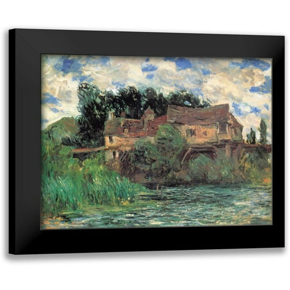 Monet, Claude 14x11 Black Modern Framed Museum Art Print Titled - Houses On The Old Bridge At Vernon 1883