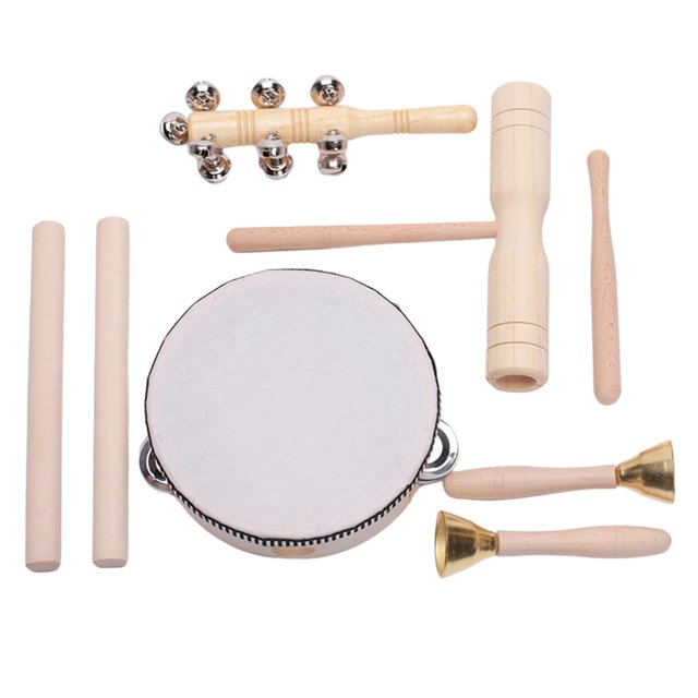 Juego de música de madera Campanas de mano Música Arte Enseñanza Instrumentos de percusión cumpleaños para pequeños C Sunnimix instrumentos musicales