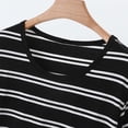 thumbnail image 6 of Levmjia Womens Tops Modal Short Sleeve Round Neck Striped Casual Shirt Soft Comfy Stretch Tee Regular Fit Everyday Wear Spring Summer, 6 of 9