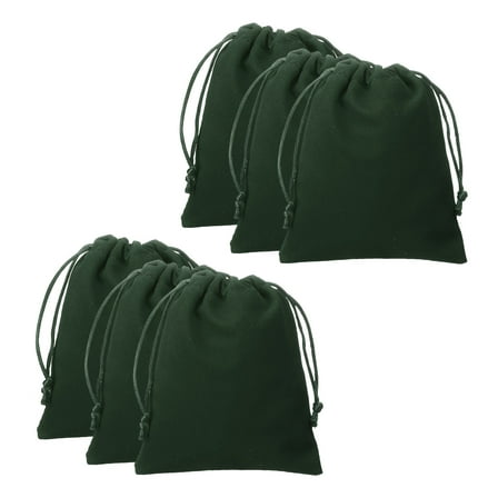 Uxcell 10pcs Velvet Gift Bags 7.9" x 9.8" Drawstring Jewelry Pouches, Dark Green