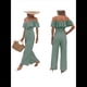 thumbnail image 3 of Plisados A Rayas para Mujer, Elegantes, de Verano, con Tirantes y Pantalones de Pierna , . Verde L, 3 of 7