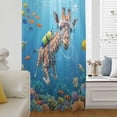 thumbnail image 5 of Funny Diving Giraffe Sheer Curtains 54 Inches Long, Ocean Coastal Coral Fish Marine Life Light Filering Curtains, Breathable Simi Curtain Privacy Drapes for Kitchen Bathroom Small Window Treatment, 5 of 9