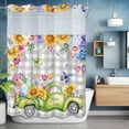 thumbnail image 6 of Easter Egg No Hooks Shower Curtain with Snap-in Liner Green Truck Sunflower Blue Hydrangea Tulips Butterflies Gray Plaid Shower Curtains for Bathroom, Waterproof, Easy Install, Washable 48"x72", 6 of 9