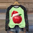 thumbnail image 2 of Pisexur Sweatshirts de Noël pour Femmes Mode Vacances Imprimé Graphique Pomme Rouge Pull Décontracté Manches Longues Col Rond Chandails en Molleton Amples Confortables Automne pour Femmes, 2 of 3