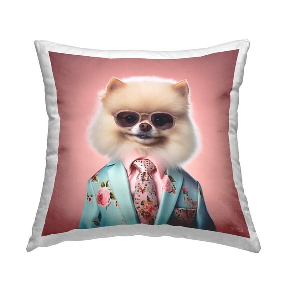 Stupell Industries Fluffy Trendy Dog Decorative Printed Throw Pillow Design by RB