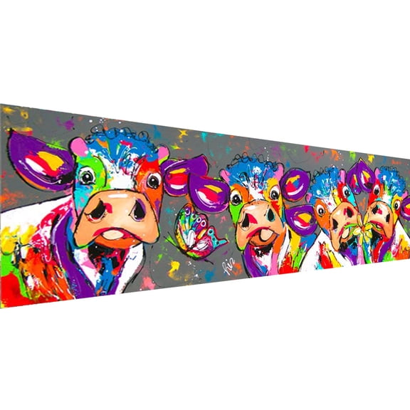 YALKIN Large Diamond Painting Kits for Adults (35.4x11.8inch) DIY Cow Full Round Drill Pictures Arts Paint by Number Kits for Home Wall Decor