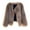 Coffee L, variant on Auutmn Winter Lady Cardigan Coat Furry Plush Buckle And Strap Decor V Neck Long Sleeves Thickened Solid Color Faux Fur Knitted Sweater Jacket