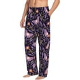 thumbnail image 3 of Mens Pajama Pants - Soft Sleep & Lounge Pants for Men, Lavender Flowers Glowing Butterfly Cuteness Casual PJ Bottoms Pants with Pockets, 3 of 5