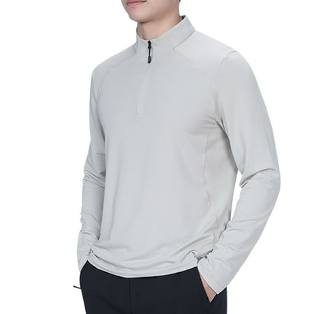 JUUYY Men s Zip Pullover UPF 50+ Sun Protection Long Sleeve Hiking Fishing Outdoors Performance Trendy T-Shirt Green XL