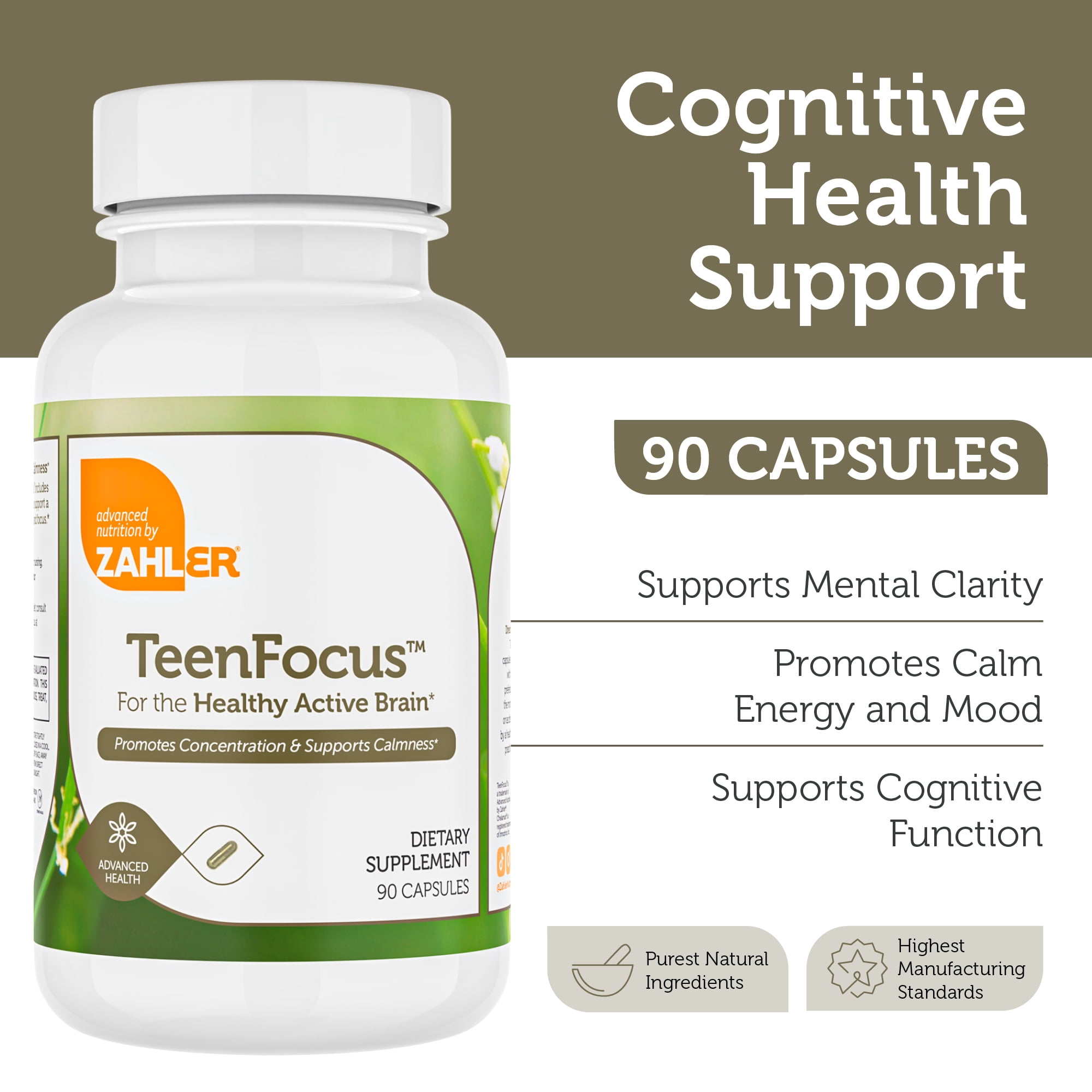 Zahler TeenFocus, Improved Focus and Concentration, 90 Capsules