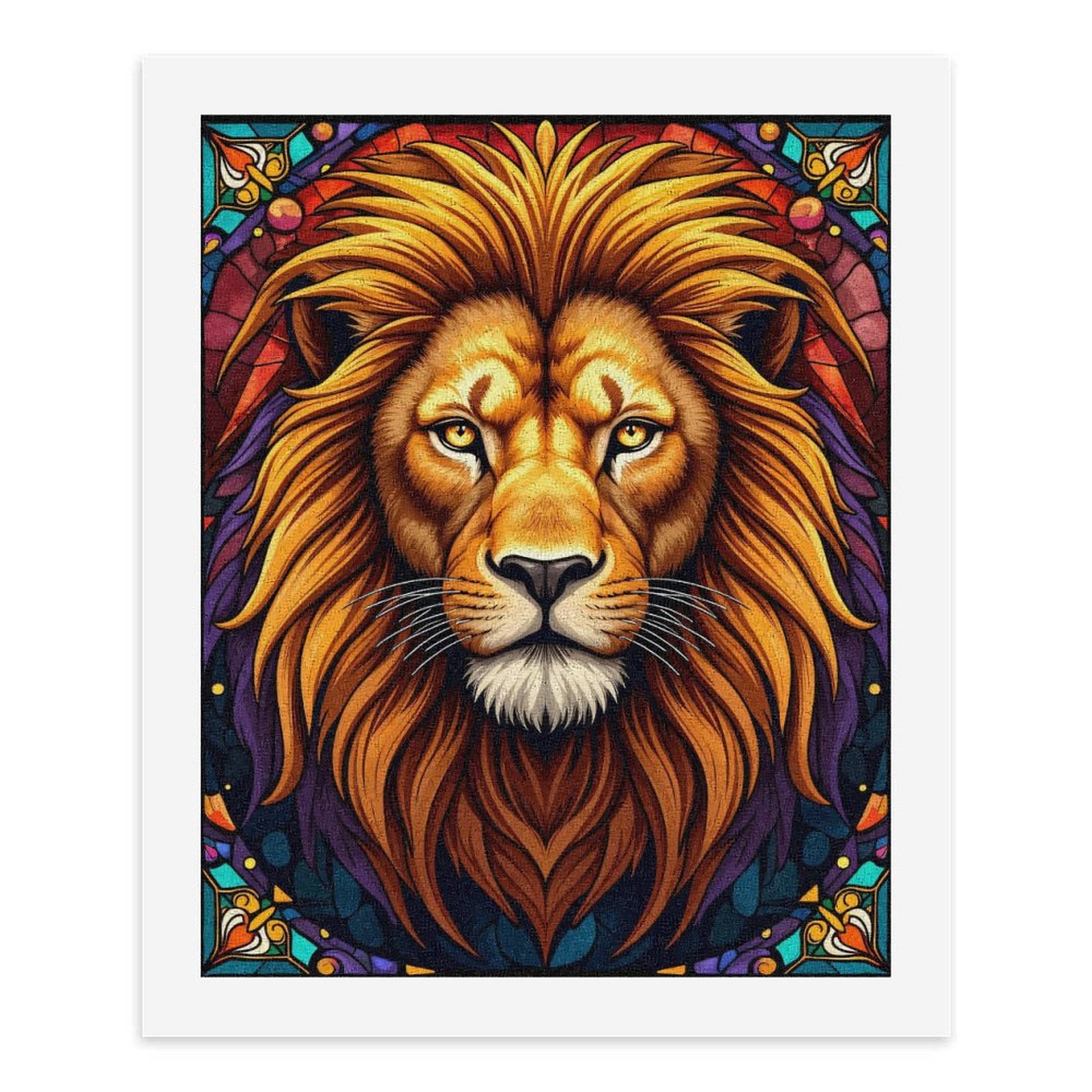 Paint By Numbers Kit for Adults Beginner - DIY Regal Lion Stained Glass Art Canvas Painting Kits for Adults, Frameless Paint By Number for Adults for Home Wall Decor 16x20 Inch