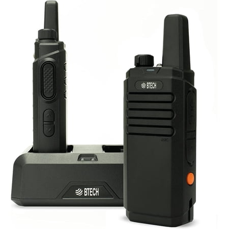FRS-B1 2 Pack FRS Business Adult Walkie Talkies NOAA High Output Two-Way Radio. Full Kit with Earpiece Kit Holsters Desktop Charger Built in Flashlight NOAA and More