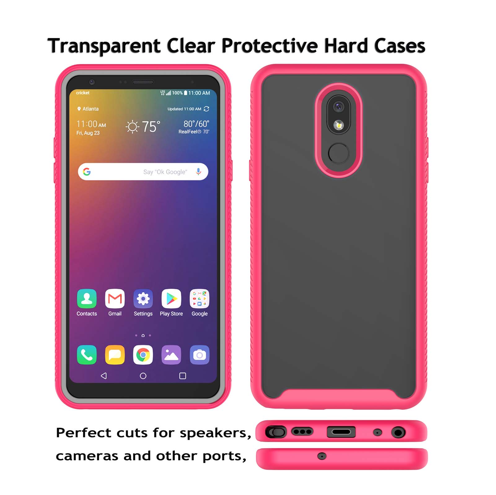 LG Stylo 6 Case, Sturdy Case for 2020 LG Stylo 6, Njjex Full-Body Rugged Transparent Clear Back Bumper Case Cover for LG Stylo 6 6.8" 2020 Not LG Stylo 5 6.2" -Hot Pink - image 2 of 10