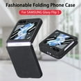 thumbnail image 3 of Nalacover for Samsung Galaxy Z Flip5 Slim Folding Case with Screen Protective Film, Skin-Feel Vintage Premium PU Leather Shockproof Anti-Scratches Cover for Samsung Galaxy Z Flip5,Black, 3 of 11