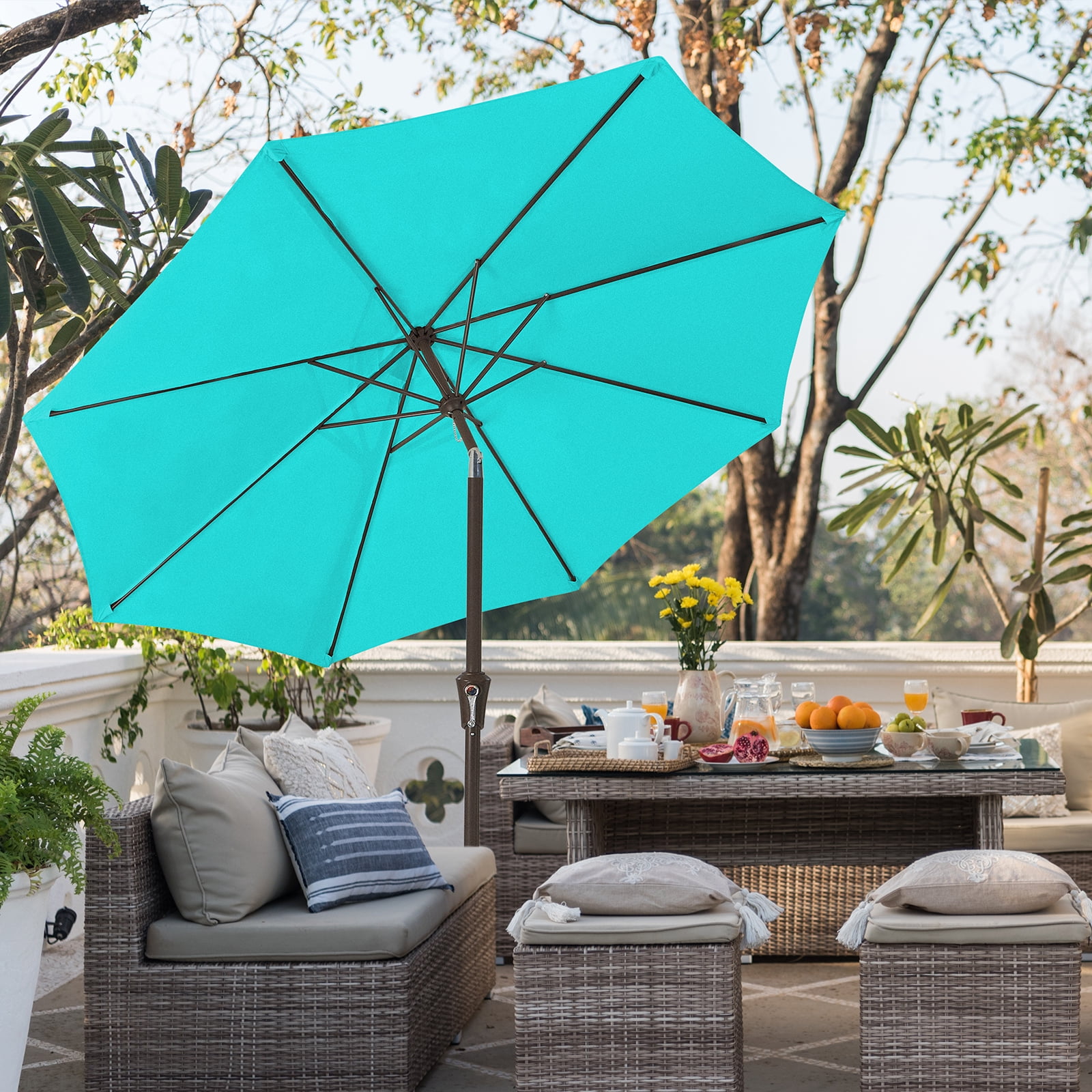 ebay turquoise patio umbrella Cantilever The At Home Turquoise Outdoor Patio Umbrella is a 9 At Home Teal Outdoor Crank