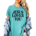 thumbnail image 2 of Jesus Loves You Shirt for Women Christian Faith Easter Inspirational Distressed Tee Seafoam Shirt Adult Medium, 2 of 7