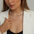 thumbnail image 3 of Silvora Silver Layered Chain Necklaces for Women Minimalist Herringbone Paperclip Choker Necklace Stainless Steel Flat Snake Chain Jewelry Gifts for Daughter Girlfriend Birthday Christmas, 3 of 7