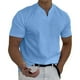 thumbnail image 1 of Prolriy Camisetas para hombre Primavera Verano Casual Cuello en V Sólido Manga Corta Camiseta Blusa Superior Camisas para hombre Azul 2 M, 1 of 8