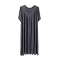 thumbnail image 3 of Feancey Casual Nightgowns for Women Short Sleeve Pleated Sleep Dress Solid Color Loose Modal Nightdress Soft Cozy Loungewear Today's Sales Clearance Gray L, 3 of 5