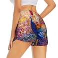 thumbnail image 2 of Uemuo Rooster Oil Painting Pattern Women's Athletic Shorts High Waisted Running Shorts with Liner Pockets Gym Elastic Workout Shorts-Large, 2 of 9