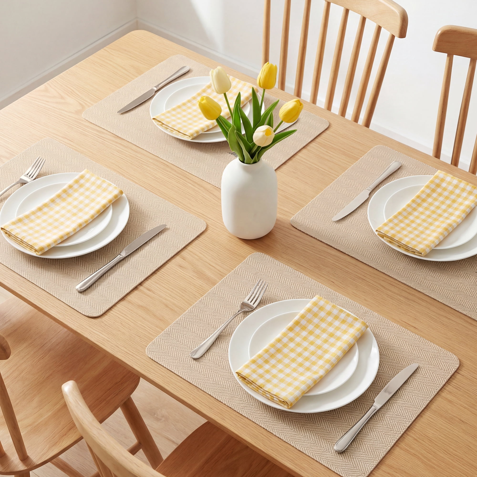 Unique Bargains 4pcs Faux Leather Washable Placemats Gray/Rose Gold 17.7"x11.8"