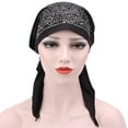 thumbnail image 2 of Scarf Pre Tied Chemo Hat Beanie Sleep Turban Headwear for Cancer/ Black, 2 of 8