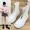 thumbnail image 2 of Botines de Invierno para Mujer, zapatos con cremallera y punta redonda, zapatos básicos en blanco y negro, Botas cortas de talla grande para Mujer, botas de moda 35 Gao Jinjia LED, 2 of 2