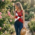 thumbnail image 4 of Womens Summer Sleeveless Tops Loose Button Henley Shirts Crew Neck Dressy Casual Blouses 3XL, 4 of 7