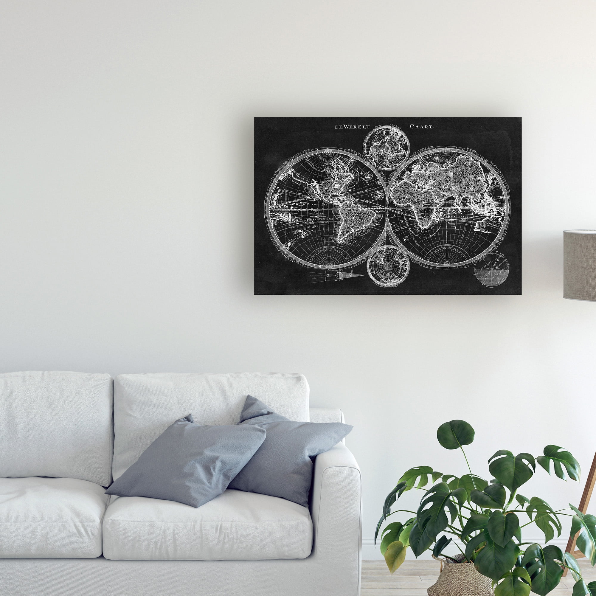 Trademark Fine Art 'Charcoal World Map' Canvas Art by Studio W